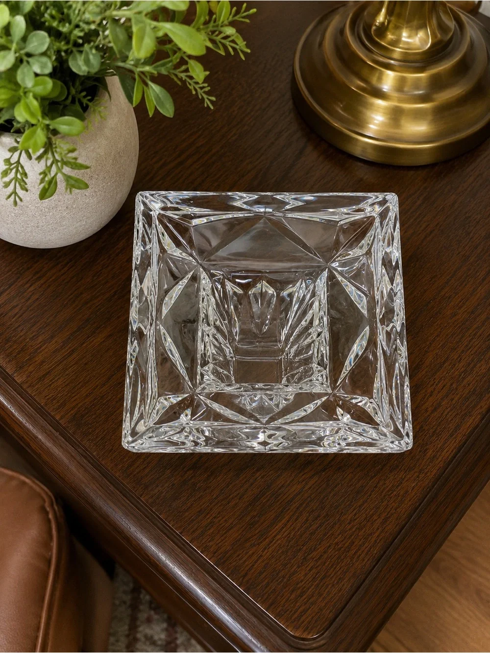 PartyLite Quad Prism Crystal Pedestal Candle Holder 7”